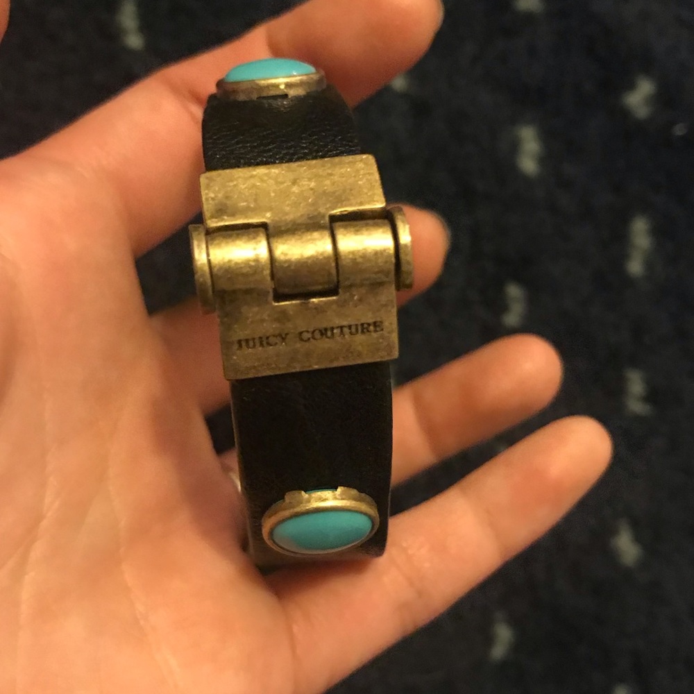Juicy couture ~ Tuqoise and black leather cuff